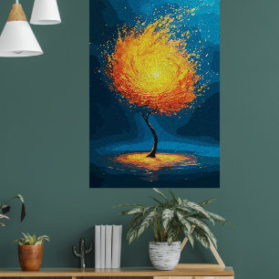 Árbol de la Vida Ígneo Arte de Pared Abstracto d