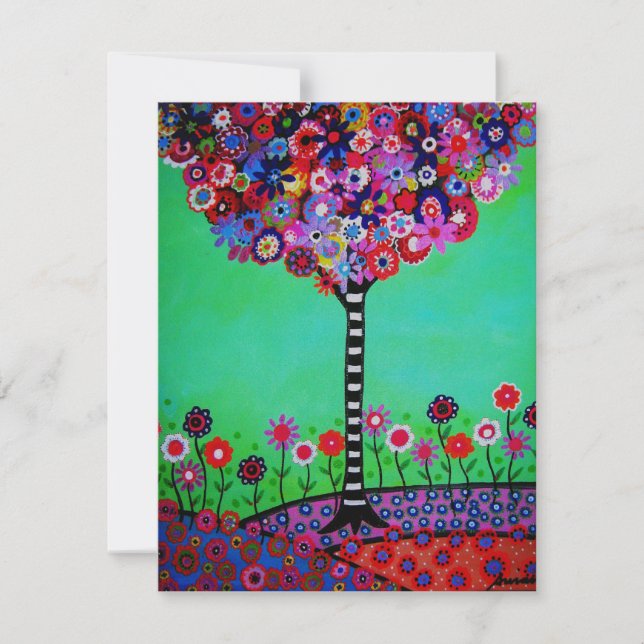 ÁRBOL DE LA VIDA murciélago mitzvah invitaciones (Anverso)