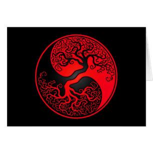 Árbol de la vida rojo y negro Yin Yang