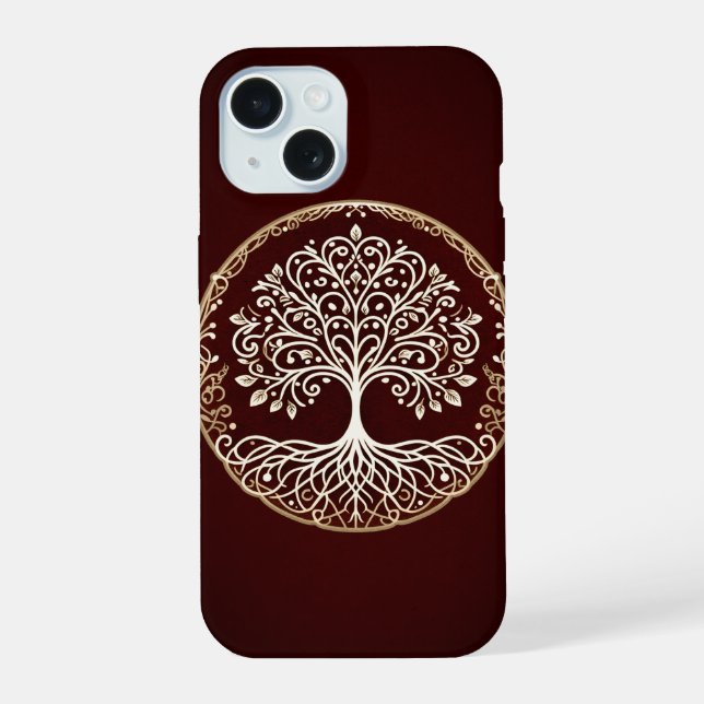 Árbol de la Vida Rústico Rojo Oscuro Celta (Reverso )