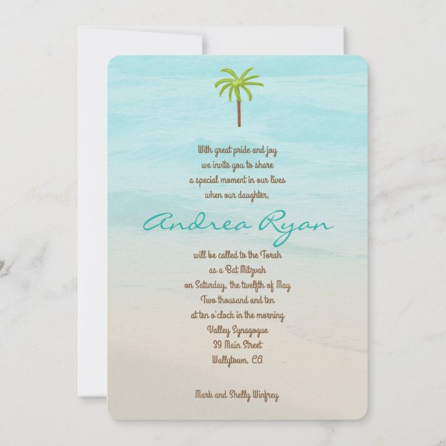 ÁRBOL DE LIFE BEACH BAR BAT MITZVAH INVITACIÓN (Reverso)