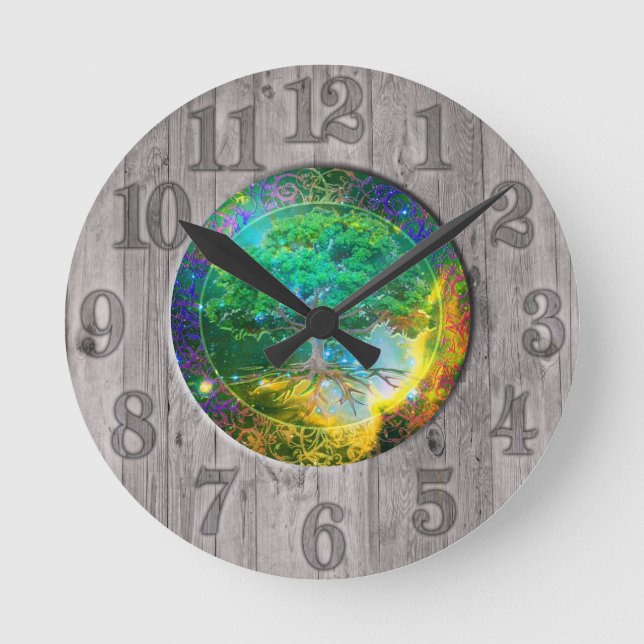Árbol de madera del reloj de la vida (Anverso)