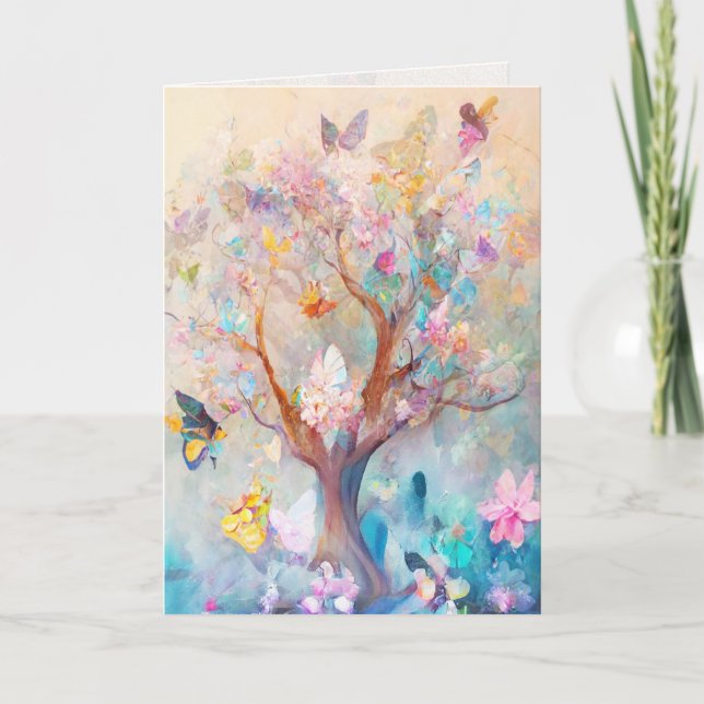Árbol de Mariposas Tarjeta Acuarela de Felicitació (Anverso)