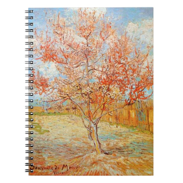 Árbol de melocotón rosado de Van Gogh en cuaderno (Frente)