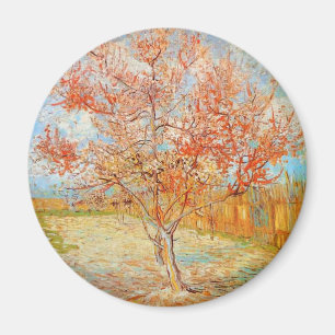 Árbol de melocotón rosado de Van Gogh en imán d
