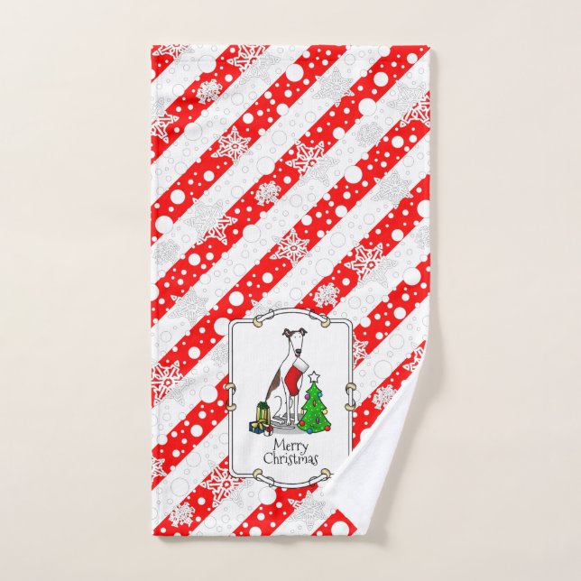 Árbol de Navidad 2 Greyhound (romano le blanco) Pe (Toalla de mano)