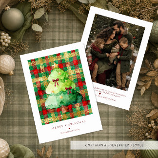 Árbol de Navidad a la acuarela Plaid Foto de Famil