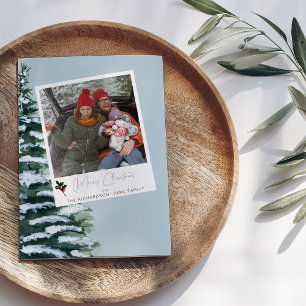 Árbol de Navidad, Acebo y Foto Instantánea - Tarje