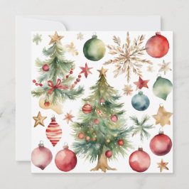 Árbol de Navidad acuarela con adornos