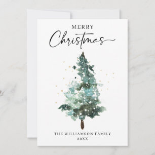 Árbol de Navidad acuarela con manchas de oro