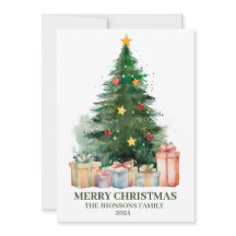 Árbol de Navidad acuarela con regalos