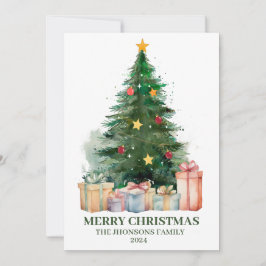 Árbol de Navidad acuarela con regalos