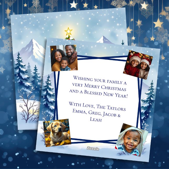 Árbol de navidad acuarela en la foto de las montañ (Subido por el creador)