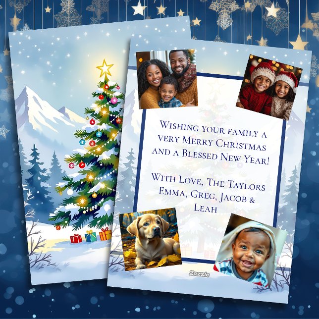 Árbol de navidad acuarela en la foto de las montañ (Subido por el creador)