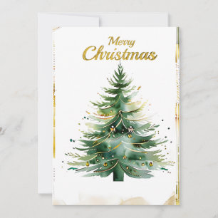 Árbol de navidad acuarela en oro y verde