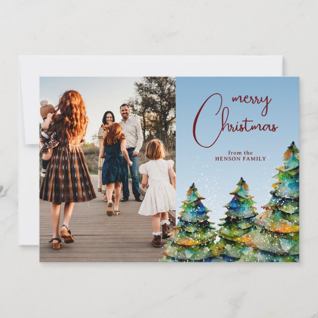 Árbol de navidad acuarela Foto de familia artístic (Anverso)