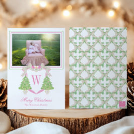 Árbol de Navidad acuarela Monograma Escudo Foto