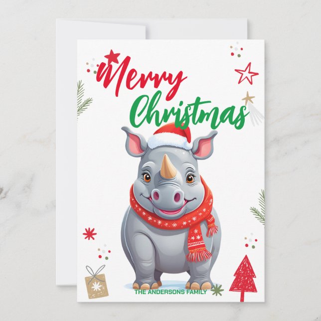 Árbol de Navidad adorable rinoceronte Personaliza  (Anverso)