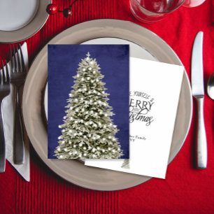 Árbol de Navidad alegre acuarela azul marino