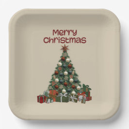 Árbol de Navidad alegre Plato de papel