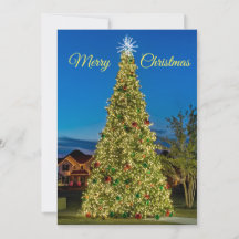 Árbol de Navidad Alegre, Tarjeta plana de vacacion