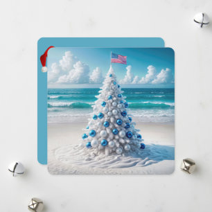 Árbol de Navidad americano en una playa
