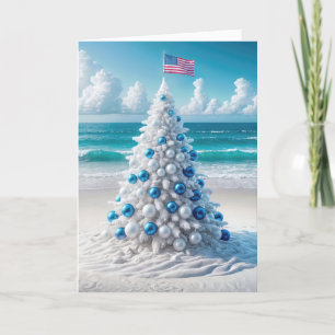 Árbol de Navidad americano en una playa