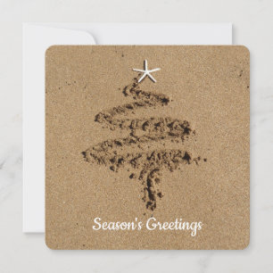 Árbol de Navidad arenoso - Tarjeta plana de vacaci