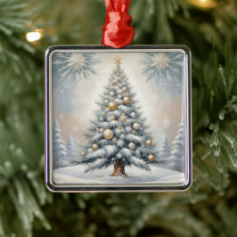 Árbol de Navidad Art Deco con adornos dorados