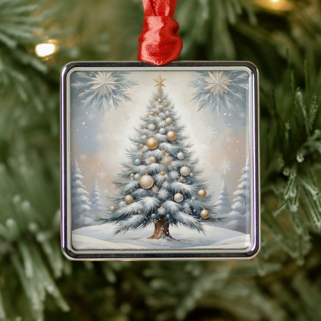 Árbol de Navidad Art Deco con adornos dorados (Árbol)