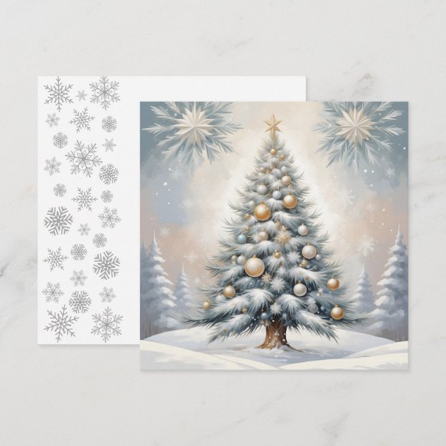 Árbol de Navidad Art Deco con adornos dorados (Anverso / Reverso)