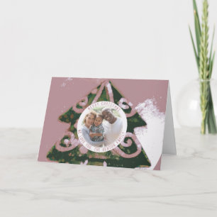 Árbol de Navidad Artístico Verde Rosa Foto Familia