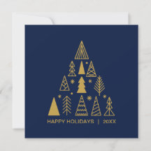Árbol de Navidad azul marino y dorado | Cuadrado n