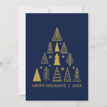 Árbol de Navidad azul marino y dorado | Tarjeta na
