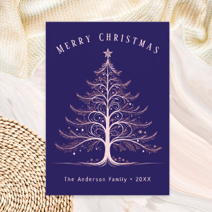 Árbol de Navidad azul moderno elegante con nombre 