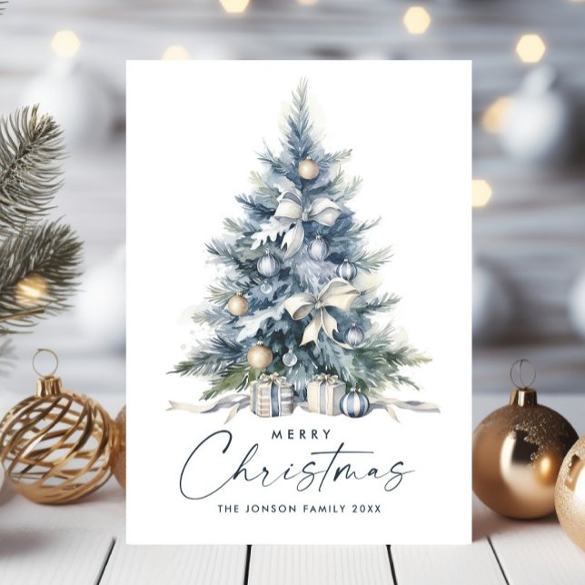 Árbol de Navidad Azul Neutral Bohemio de Acuarela (Subido por el creador)