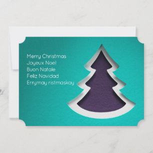 Árbol de Navidad azul, tarjeta de foto de dos lado