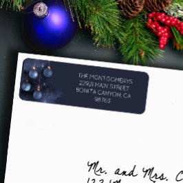 Árbol de Navidad Azul y Etiqueta de Dirección de R