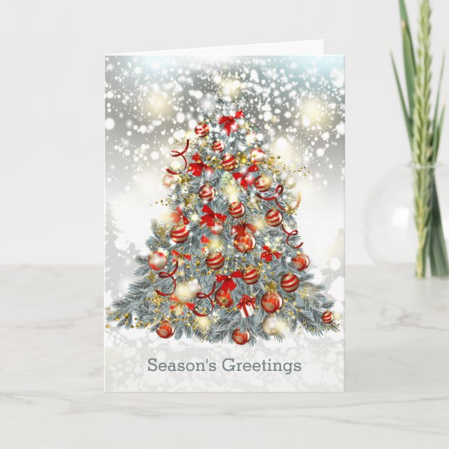 Árbol de Navidad, baubles tarjeta de vacaciones do (Anverso)