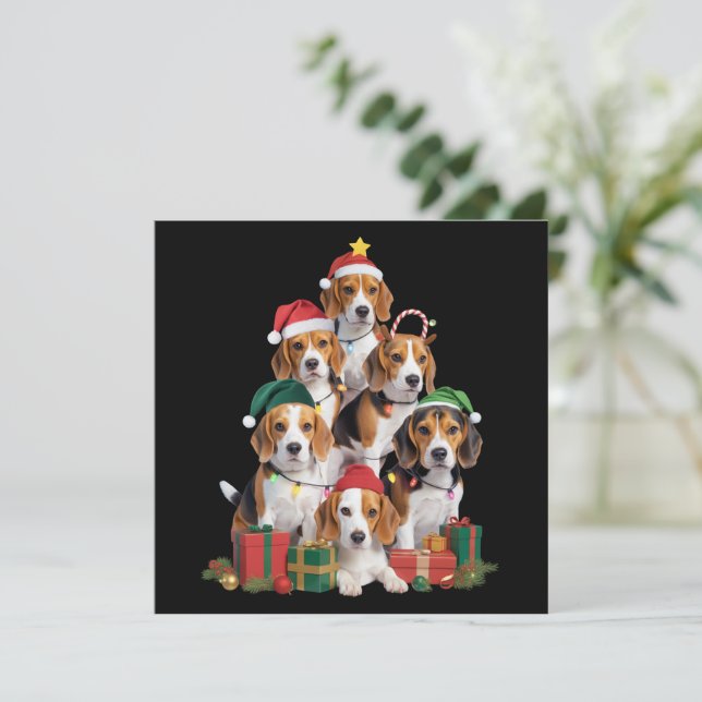 Árbol de Navidad Beagle con sombrero de Santa Perr (Anverso de pie)
