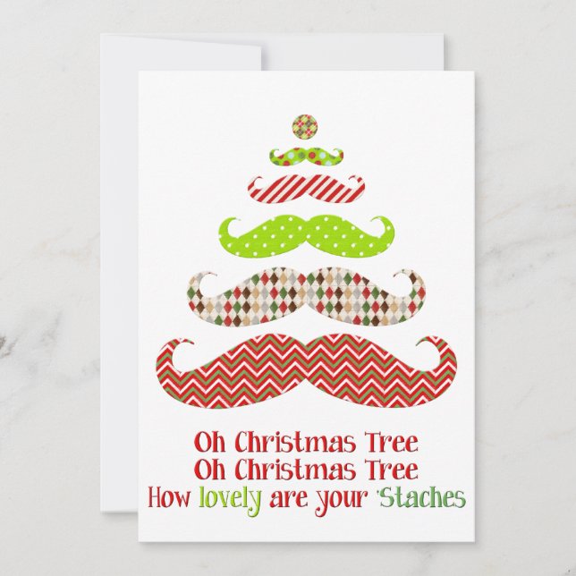 Árbol de Navidad bigote - Tarjeta de vacaciones (Anverso)