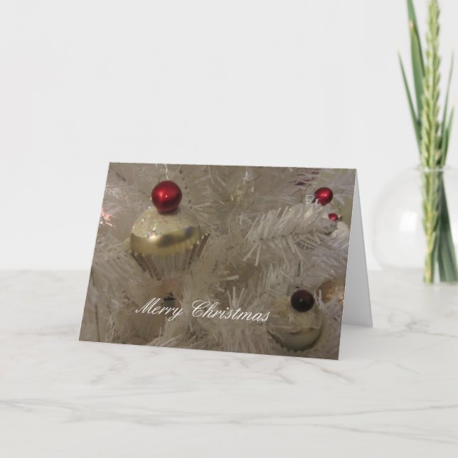 Árbol de navidad blanco adornado (Anverso)