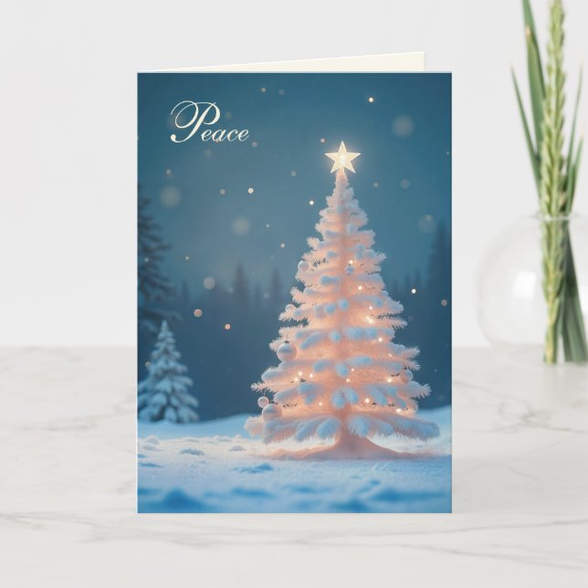 Árbol de Navidad Blanco Brillante En Nieve (Anverso)