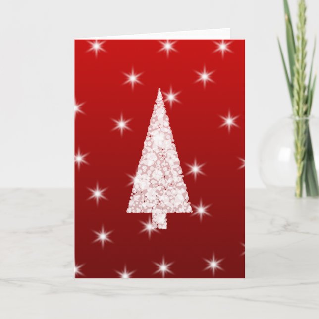 Árbol de navidad blanco con las estrellas en rojo (Anverso)