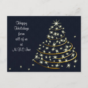 Árbol de Navidad Blue Gold Tarjeta de Felicitación