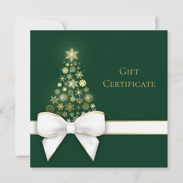 Árbol de Navidad Bow Gold Snowflakes Green Gift Ca (Anverso)
