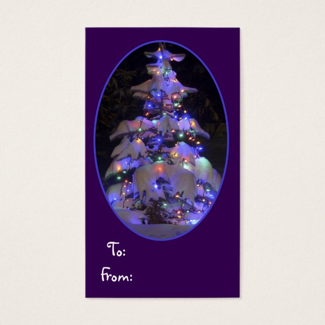 Árbol de Navidad Brillante De Nieve Cubierta De Li (Frente)