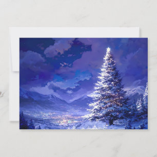 Árbol de Navidad brillante paisaje de montaña neva