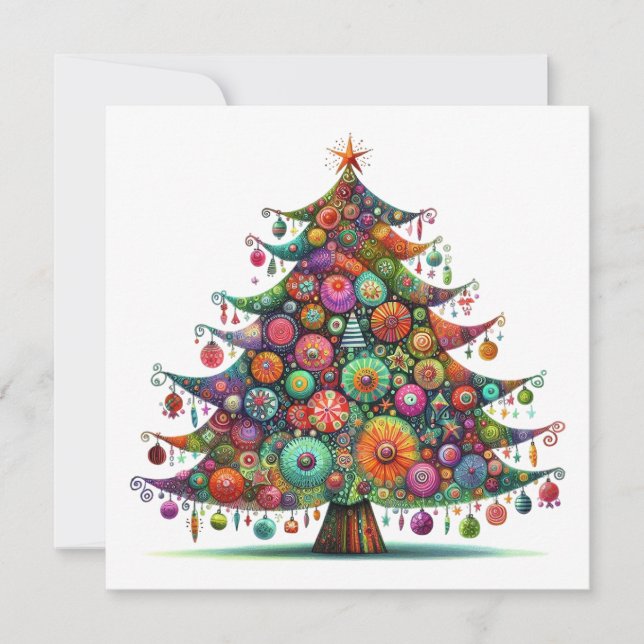 Árbol de Navidad caprichoso, colores brillantes, (Anverso)
