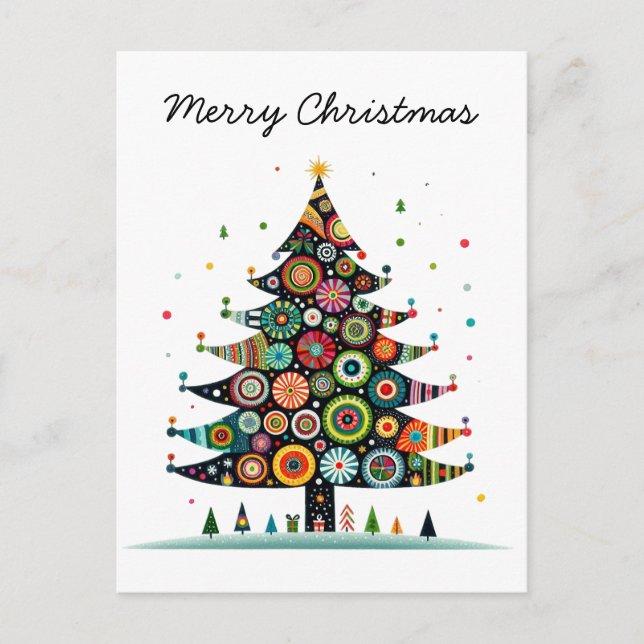 Árbol de Navidad caprichoso, colores brillantes, (Anverso)